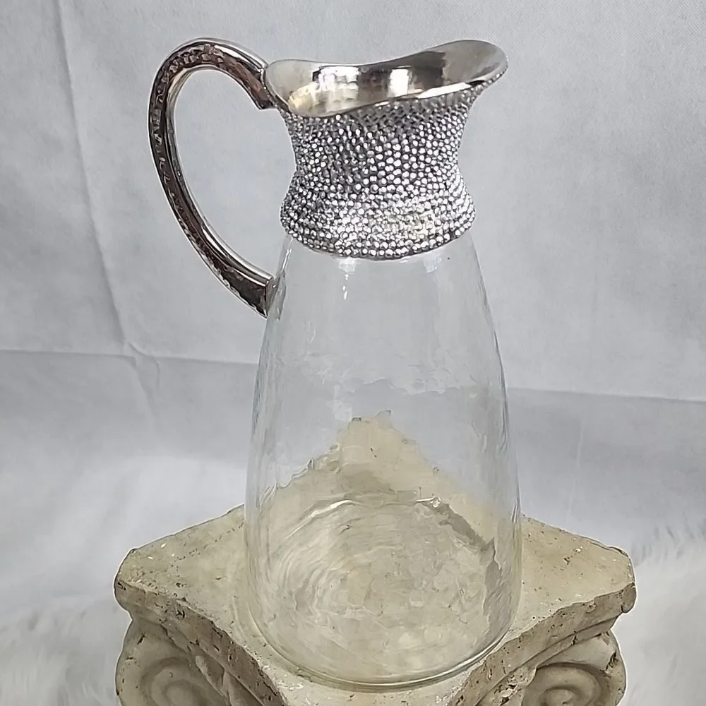 Pitcher Hammered Metal Handle and Faceted Metal studs